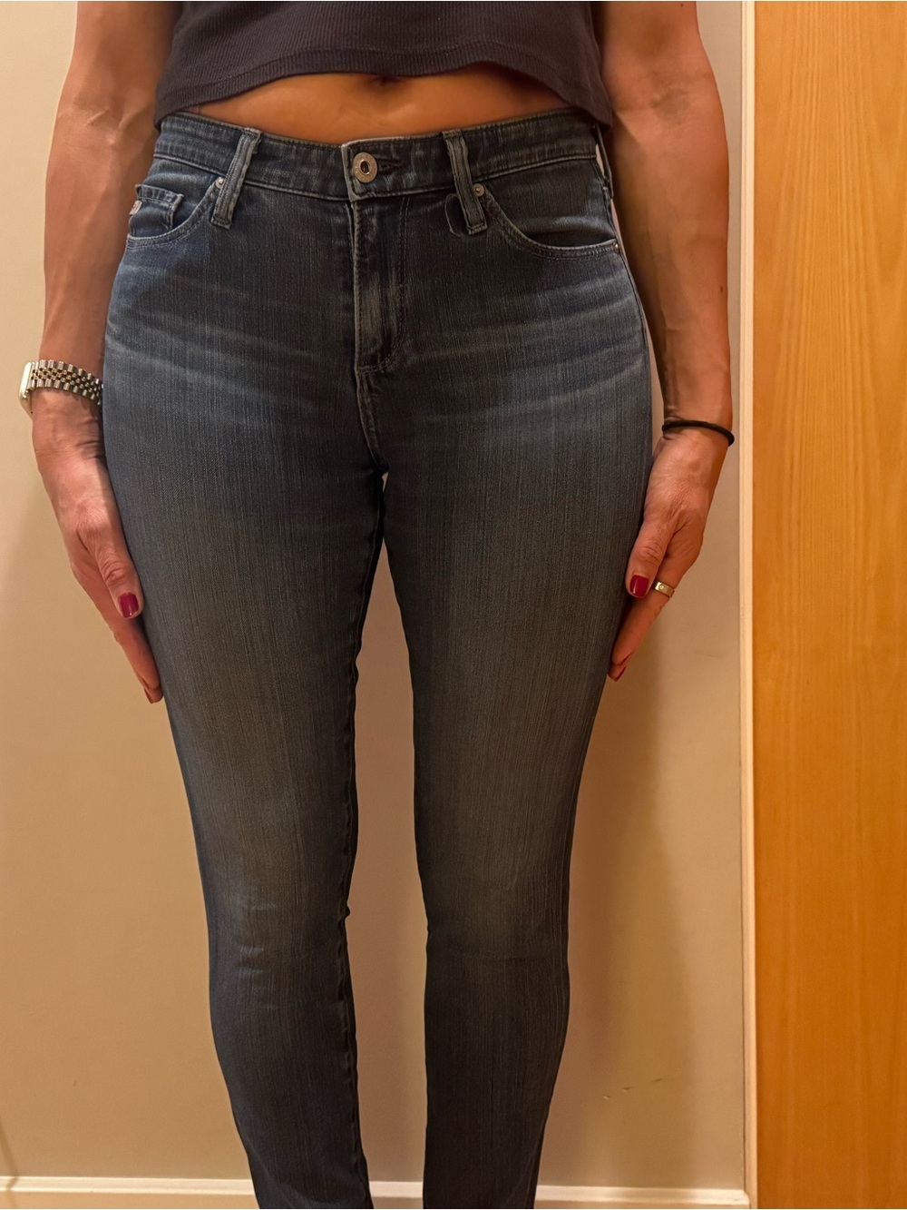 AG Adriano Goldschmied Slim High-Rise Skinny Jeans - Dark Blue